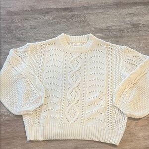 Line & Dot Ivory Cable Knit Sweater